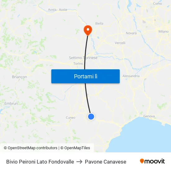 Bivio Peironi Lato Fondovalle to Pavone Canavese map