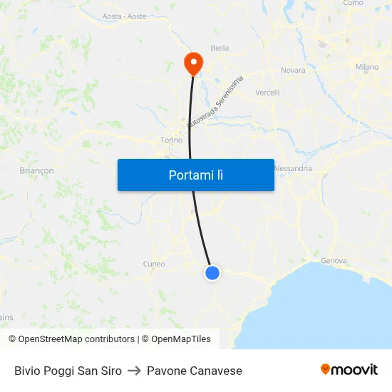 Bivio Poggi San Siro to Pavone Canavese map