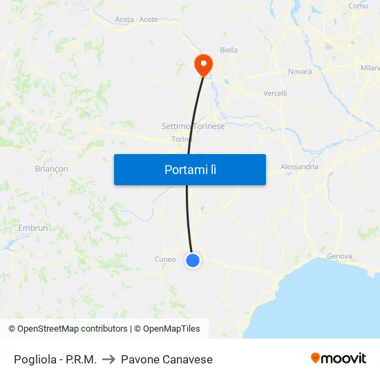 Pogliola - P.R.M. to Pavone Canavese map