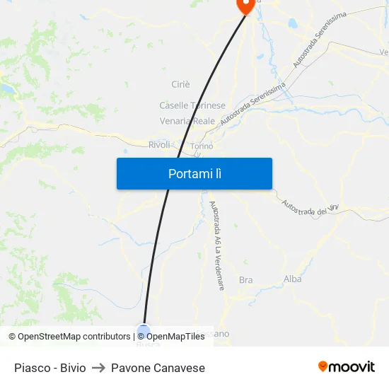 Piasco - Bivio to Pavone Canavese map
