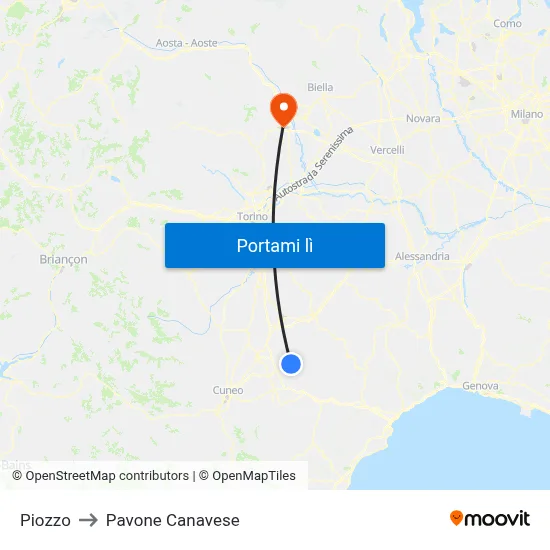 Piozzo to Pavone Canavese map