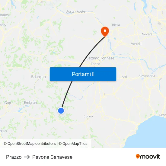 Prazzo to Pavone Canavese map