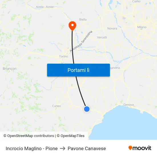 Incrocio Maglino - Pione to Pavone Canavese map