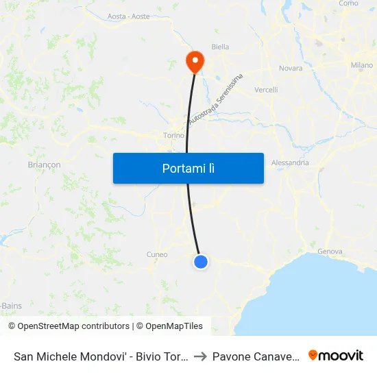 San Michele Mondovi' - Bivio Torre to Pavone Canavese map
