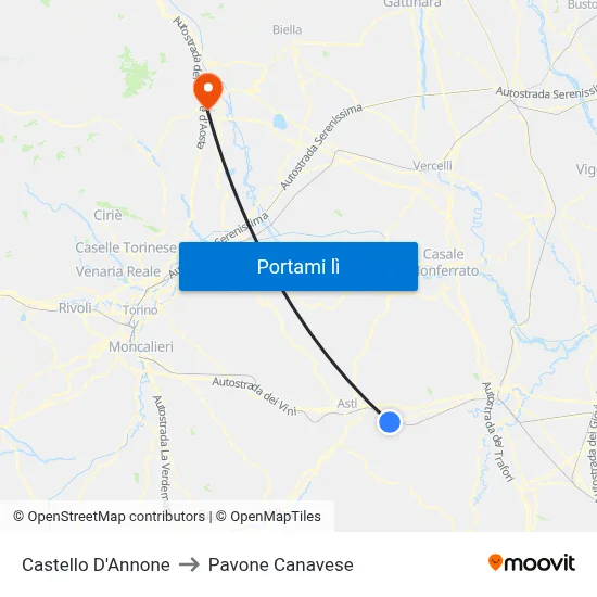 Castello D'Annone to Pavone Canavese map
