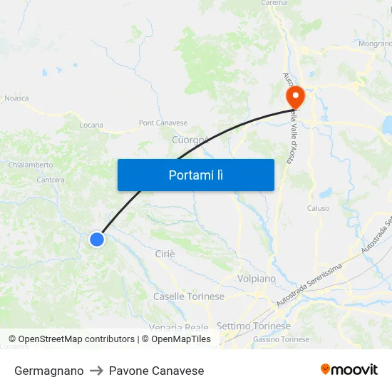 Germagnano to Pavone Canavese map