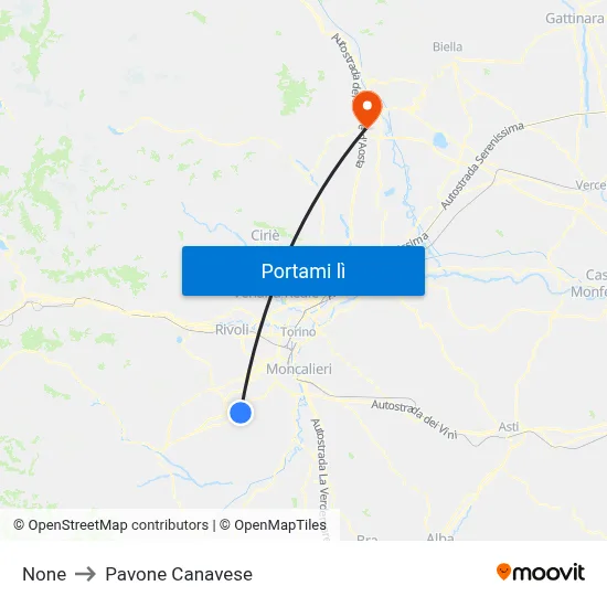 None to Pavone Canavese map