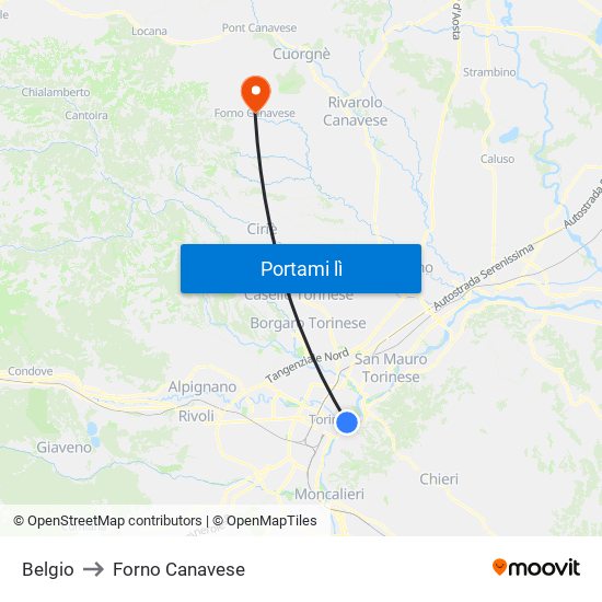 Belgio to Forno Canavese map