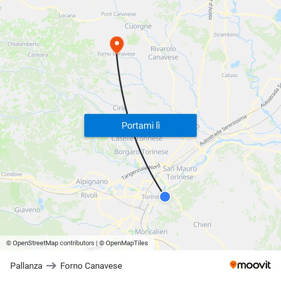 Pallanza to Forno Canavese map