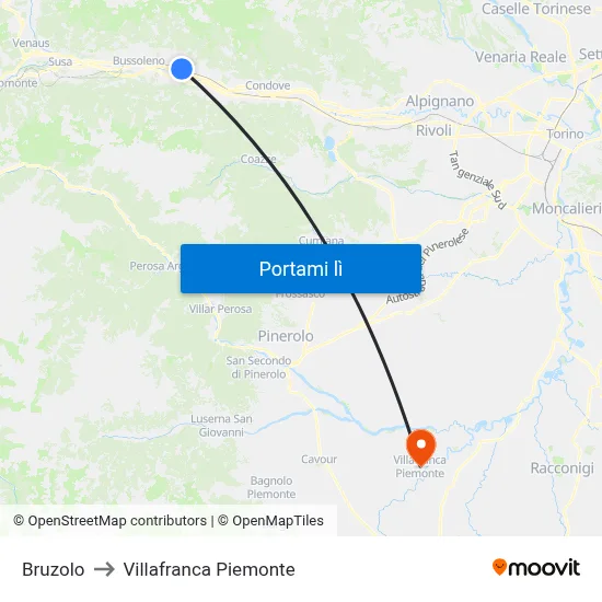 Bruzolo to Villafranca Piemonte map