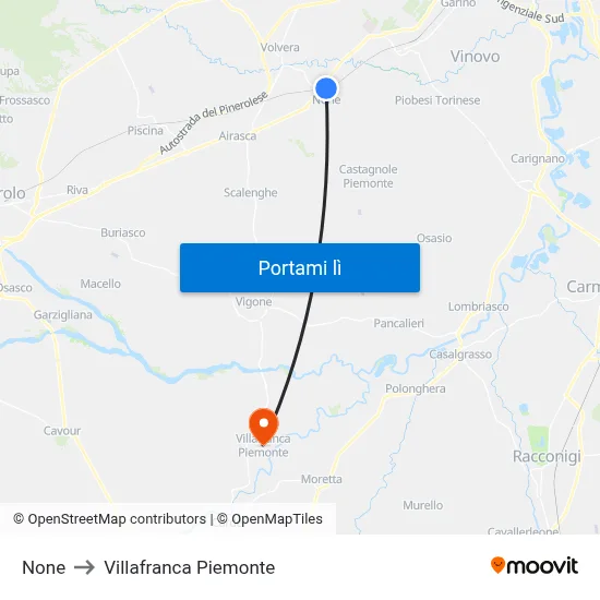 None to Villafranca Piemonte map