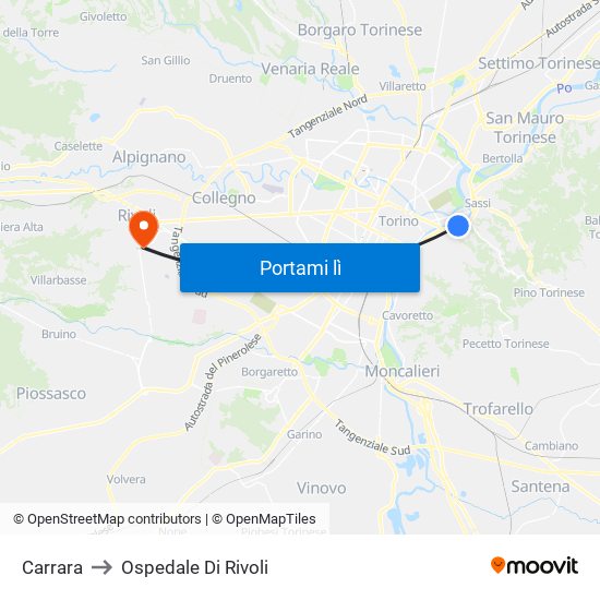 Carrara to Ospedale Di Rivoli map