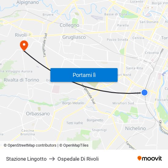 Stazione Lingotto to Ospedale Di Rivoli map