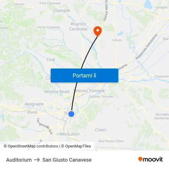 Auditorium to San Giusto Canavese map