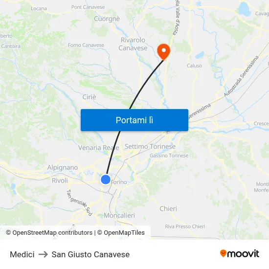 Medici to San Giusto Canavese map