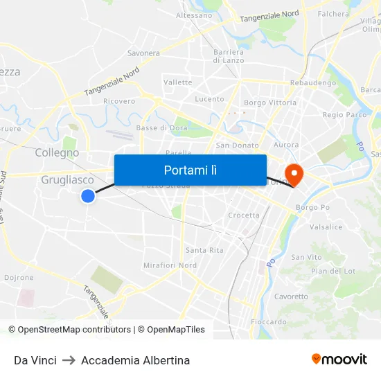 Da Vinci to Accademia Albertina map