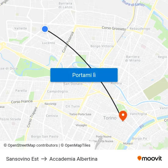 Sansovino Est to Accademia Albertina map