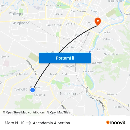 Moro N. 10 to Accademia Albertina map