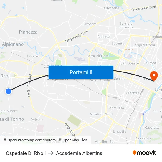 Ospedale Di Rivoli to Accademia Albertina map