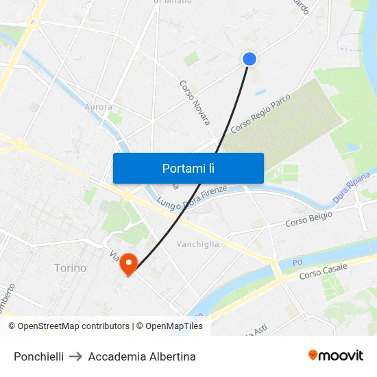 Ponchielli to Accademia Albertina map