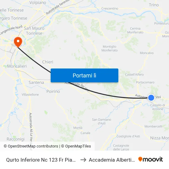 Qurto Inferiore Nc 123 Fr Piazza to Accademia Albertina map