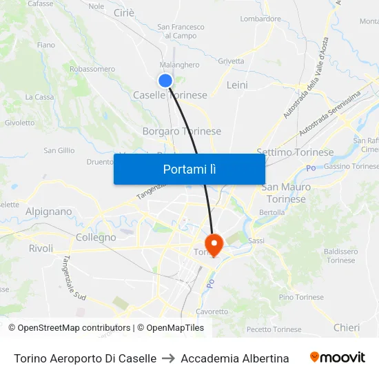 Torino Aeroporto Di Caselle to Accademia Albertina map
