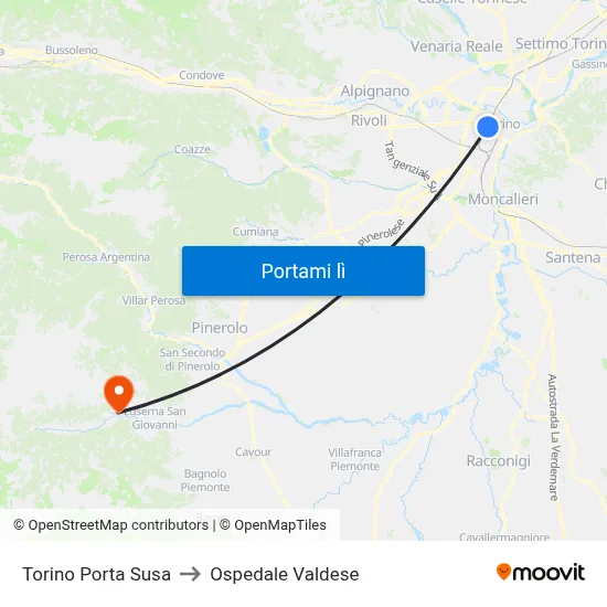 Torino Porta Susa to Ospedale Valdese map