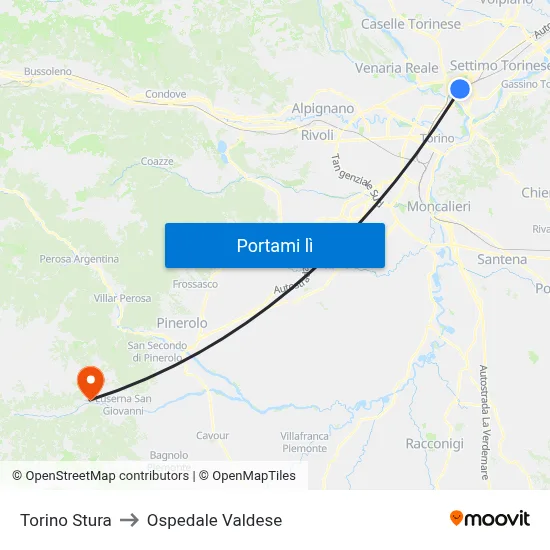 Torino Stura to Ospedale Valdese map