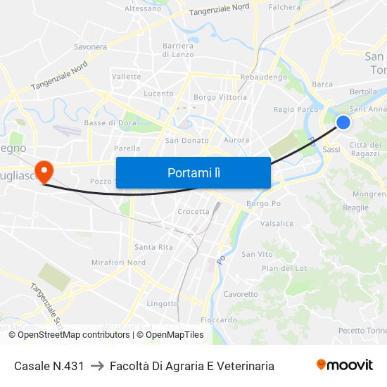 Casale N.431 to Facoltà Di Agraria E Veterinaria map