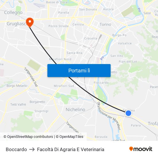 Boccardo to Facoltà Di Agraria E Veterinaria map