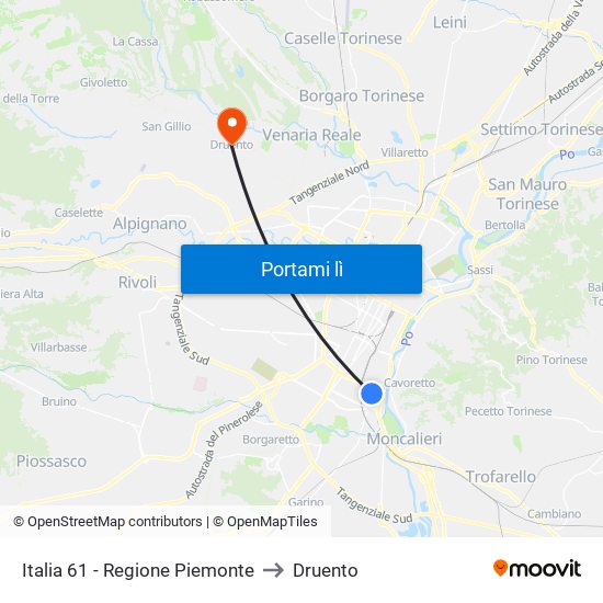 Italia 61 - Regione Piemonte to Druento map