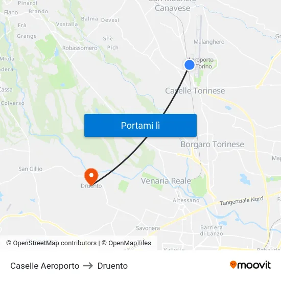 Caselle Aeroporto to Druento map