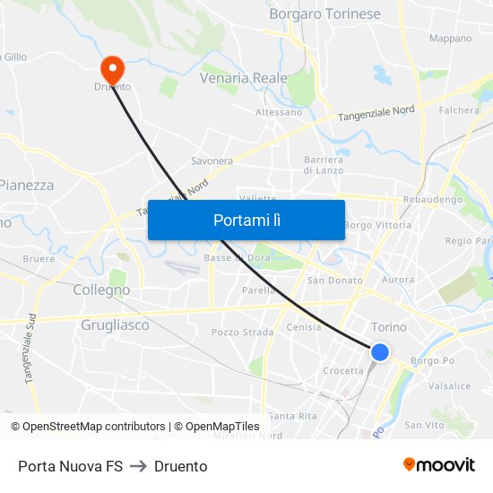 Porta Nuova FS to Druento map