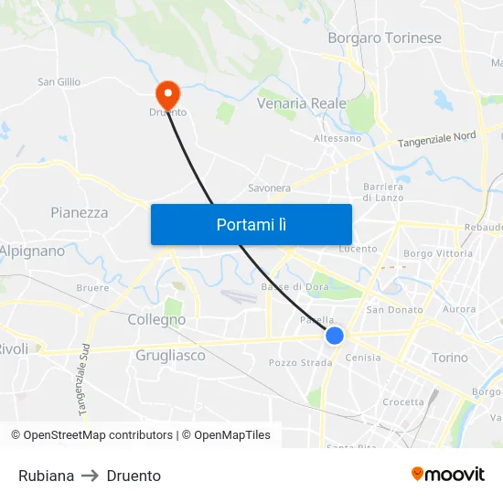 Rubiana to Druento map