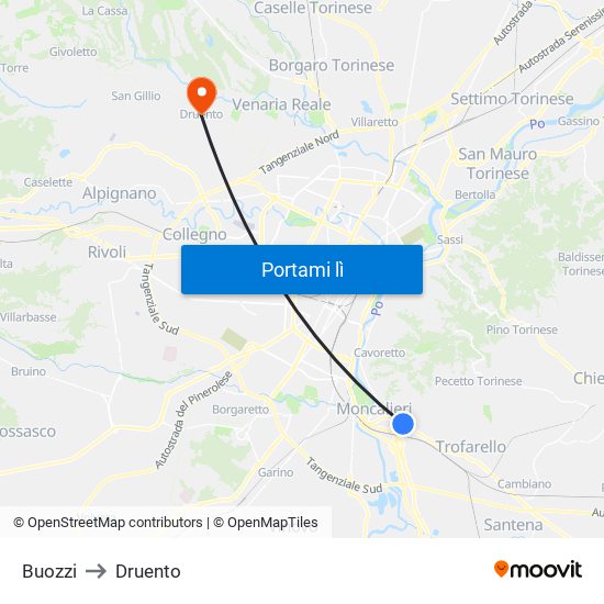 Buozzi to Druento map