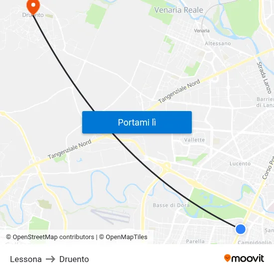 Lessona to Druento map