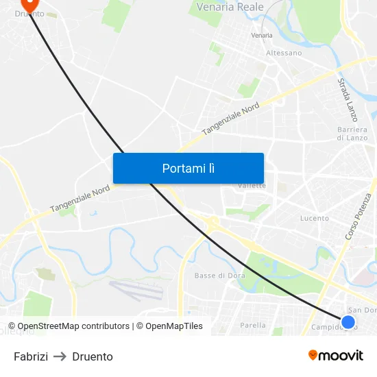 Fabrizi to Druento map