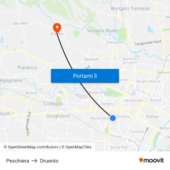 Peschiera to Druento map