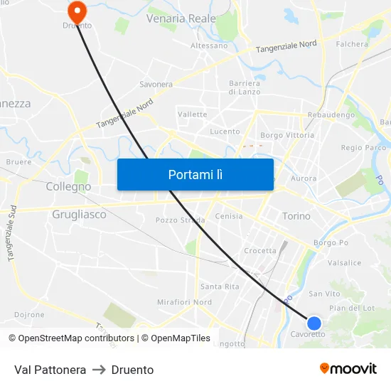 Val Pattonera to Druento map