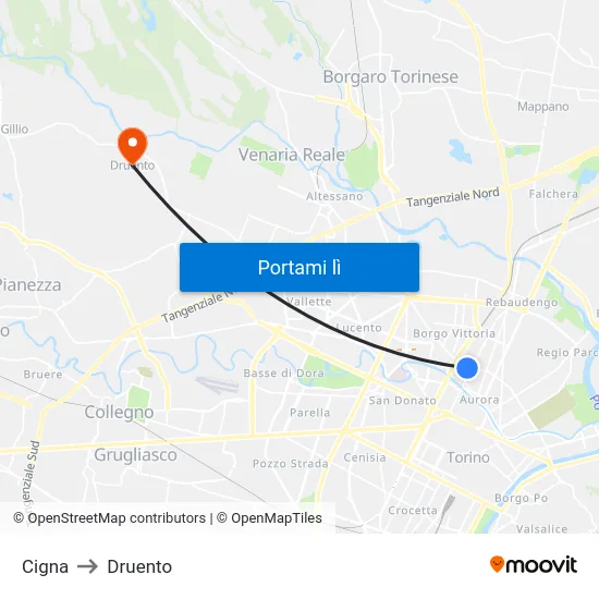 Cigna to Druento map