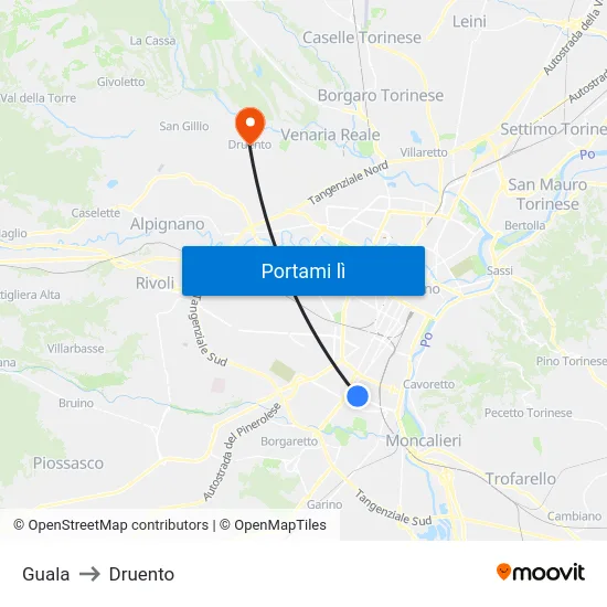 Guala to Druento map