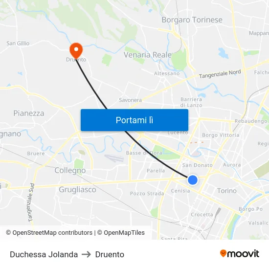 Duchessa Jolanda to Druento map