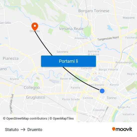 Statuto to Druento map