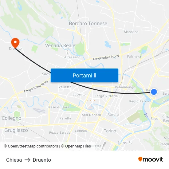 Chiesa to Druento map