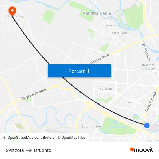 Svizzera to Druento map