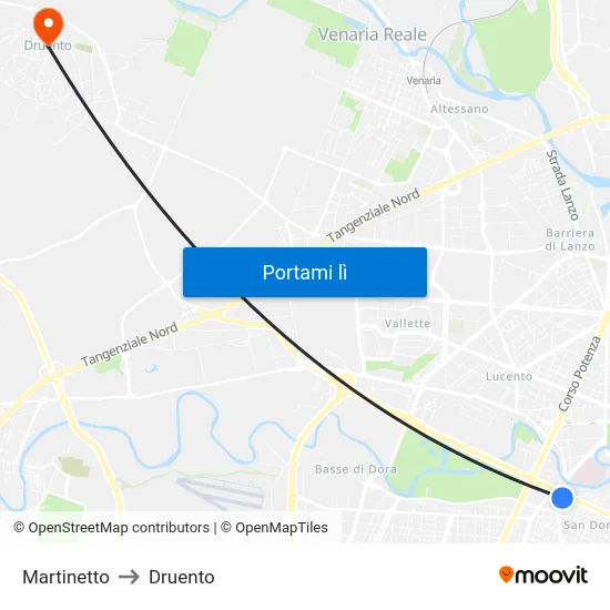 Martinetto to Druento map