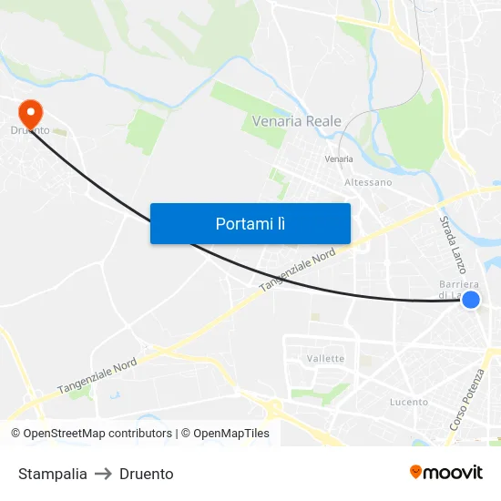 Stampalia to Druento map