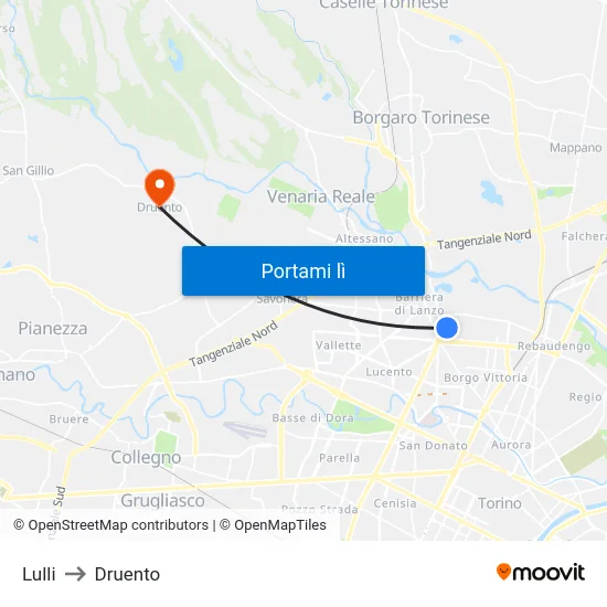 Lulli to Druento map