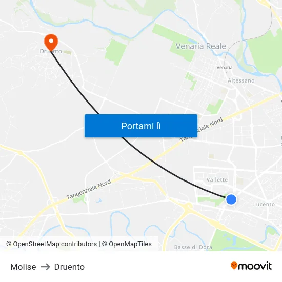 Molise to Druento map