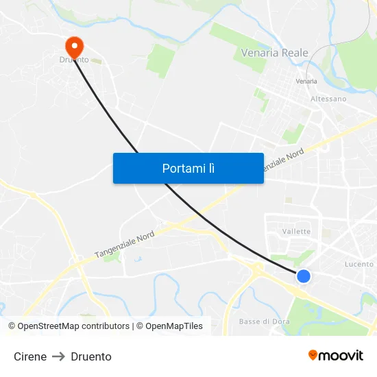 Cirene to Druento map